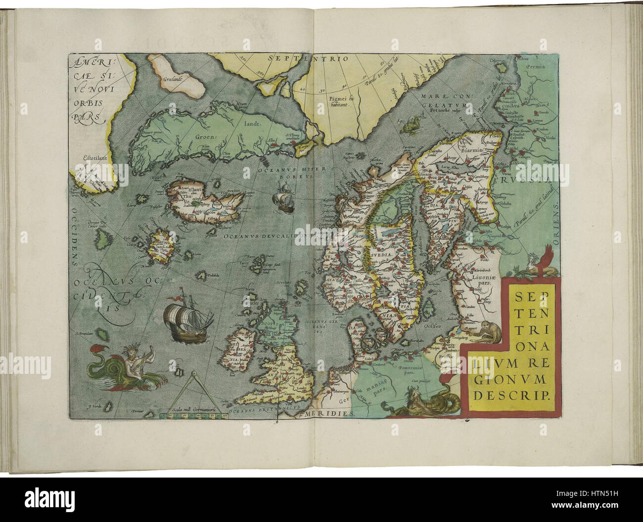 Mappa della Scandinavia da Abraham Ortelius Foto Stock