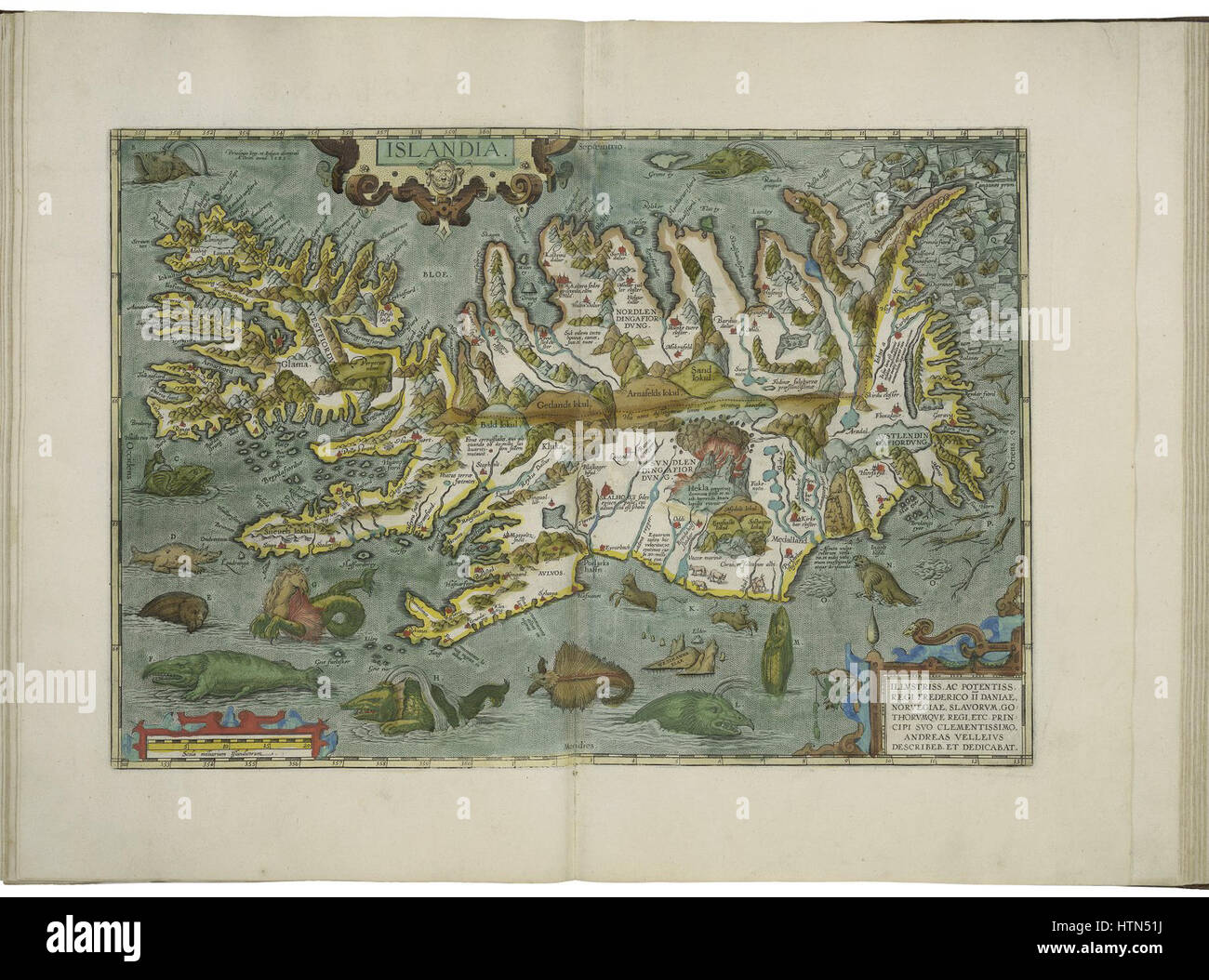 Mappa di Islanda da Abraham Ortelius Foto Stock