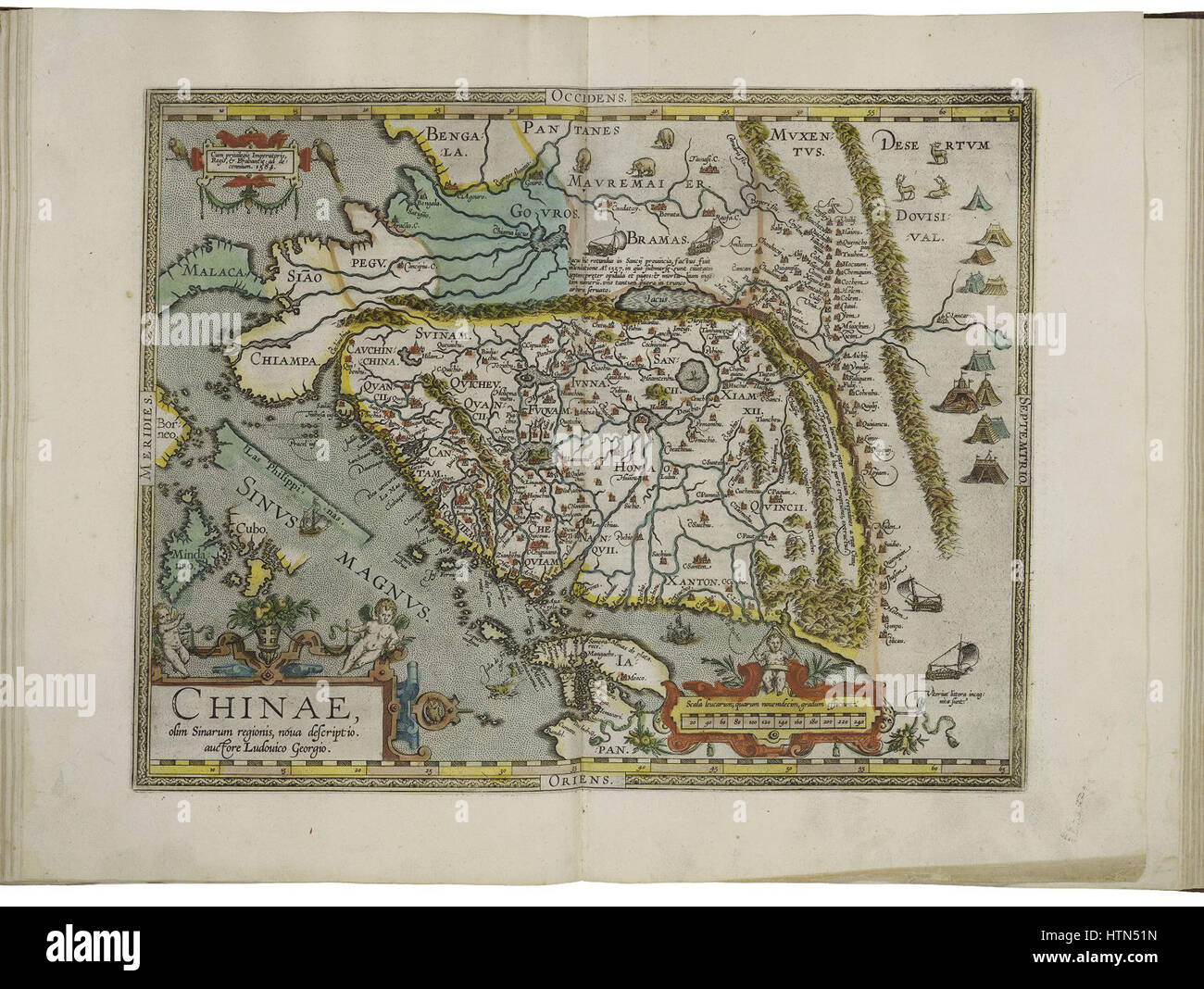 Mappa della Cina da Abraham Ortelius Foto Stock