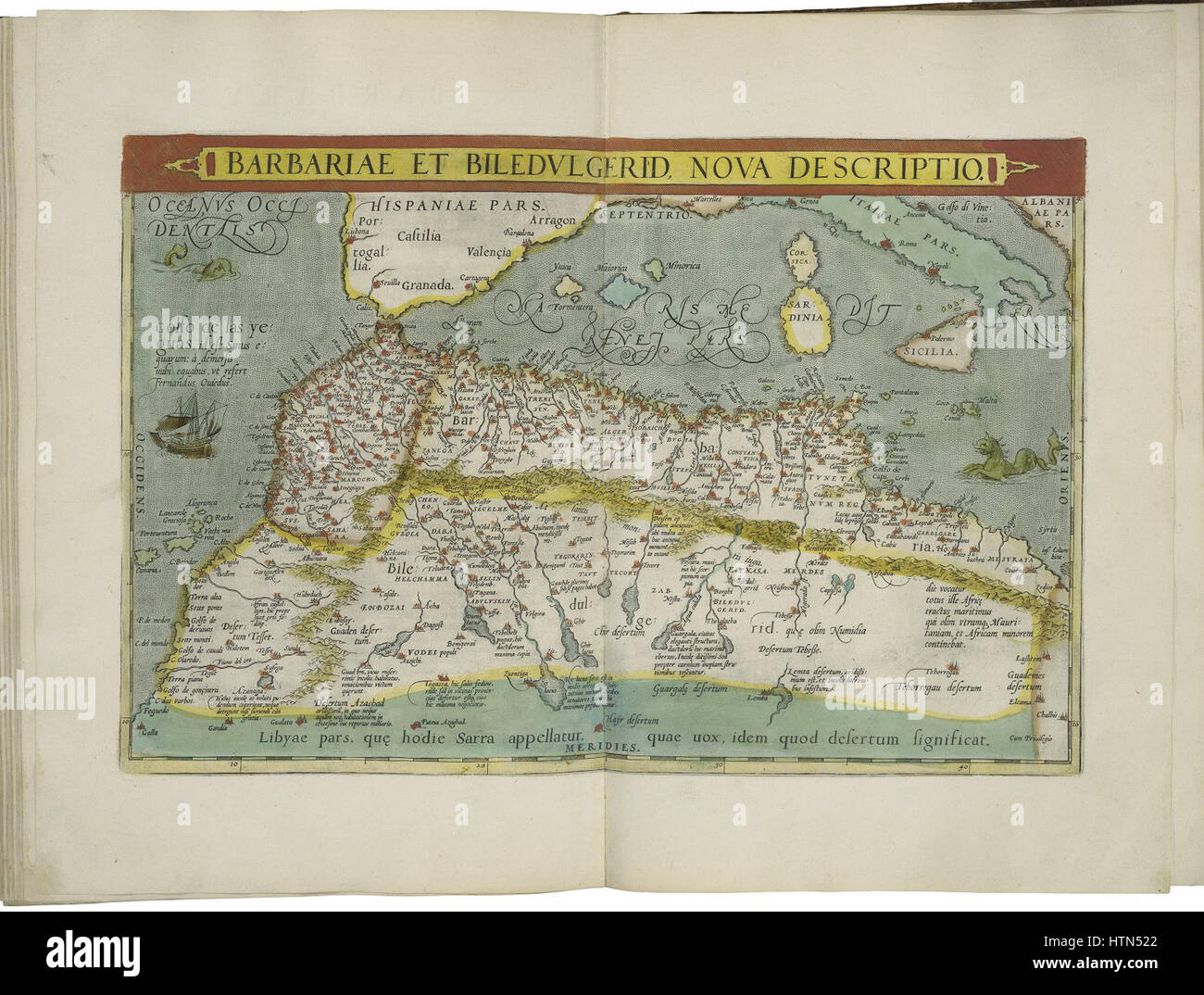 Mappa di Barberia da Abraham Ortelius Foto Stock