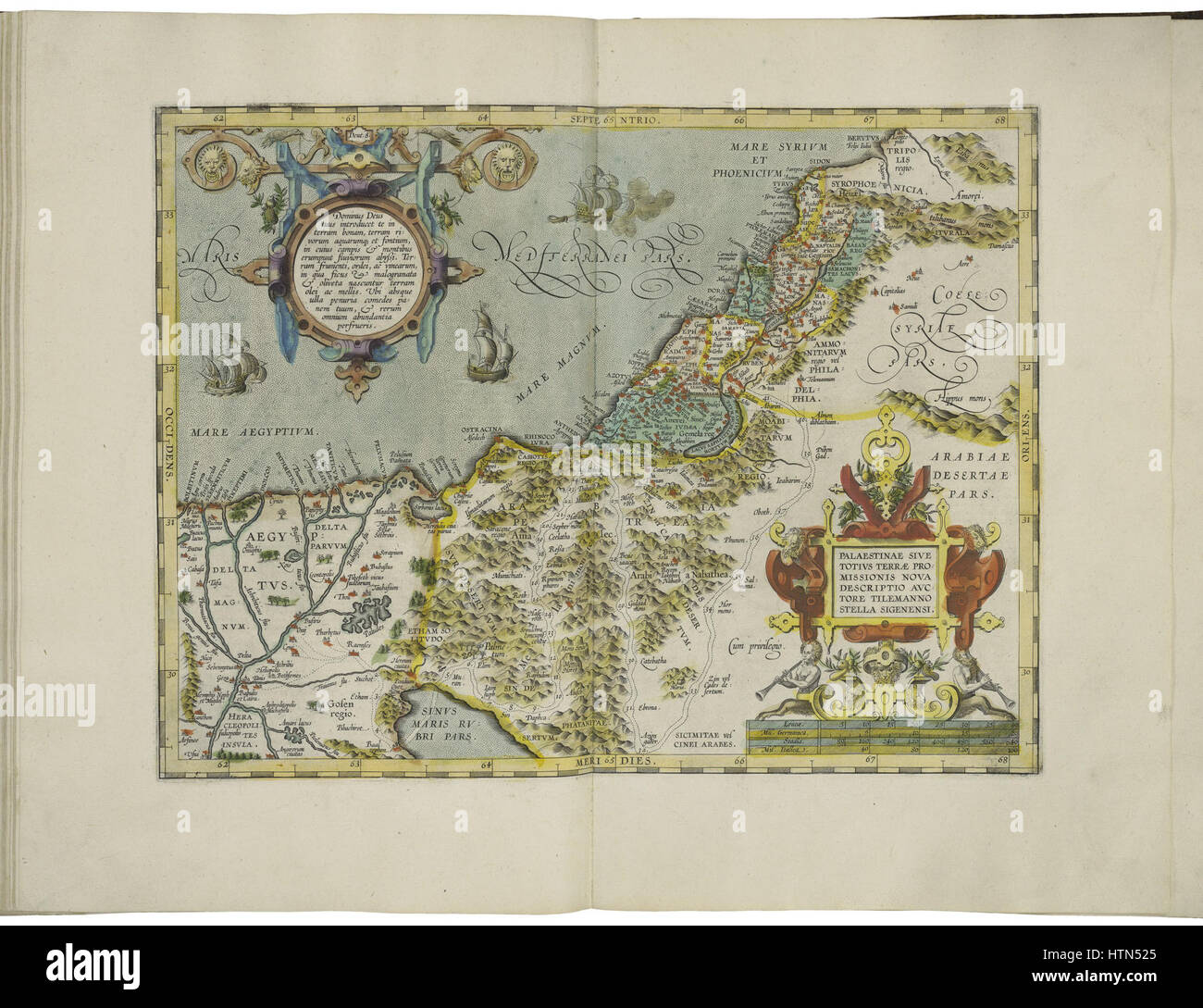 Mappa della Palestina da Abraham Ortelius Foto Stock