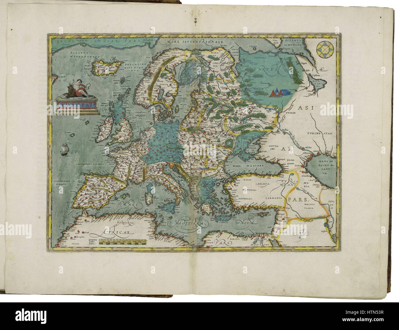 Mappa di Europa 1 da Abraham Ortelius Foto Stock