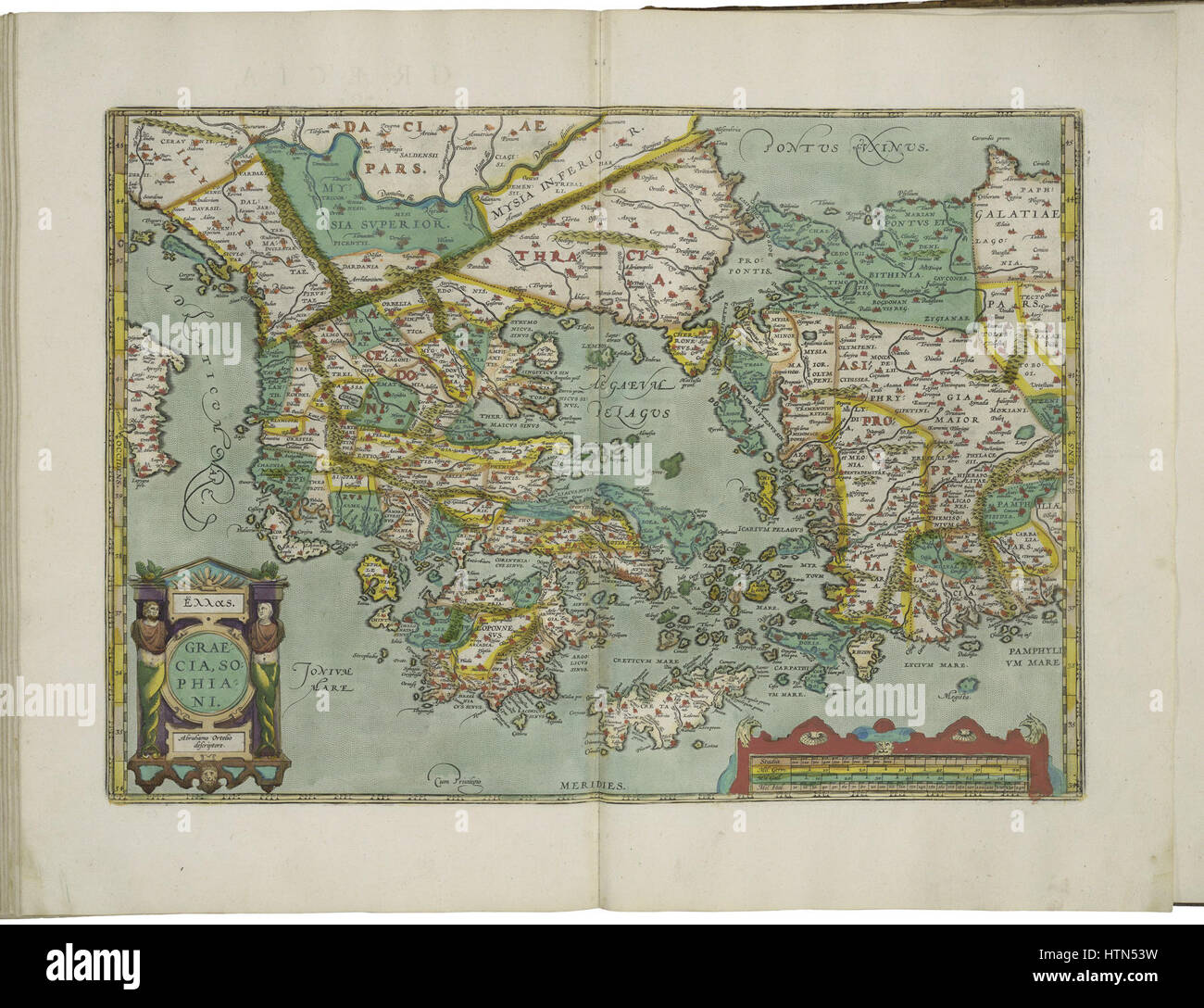 Mappa di Grecia 2 da Abraham Ortelius Foto Stock