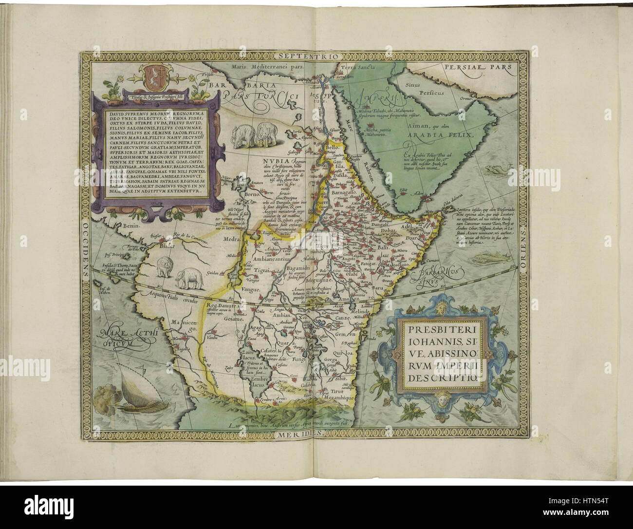 Mappa di Prester John (Etiopia) da Abraham Ortelius Foto Stock