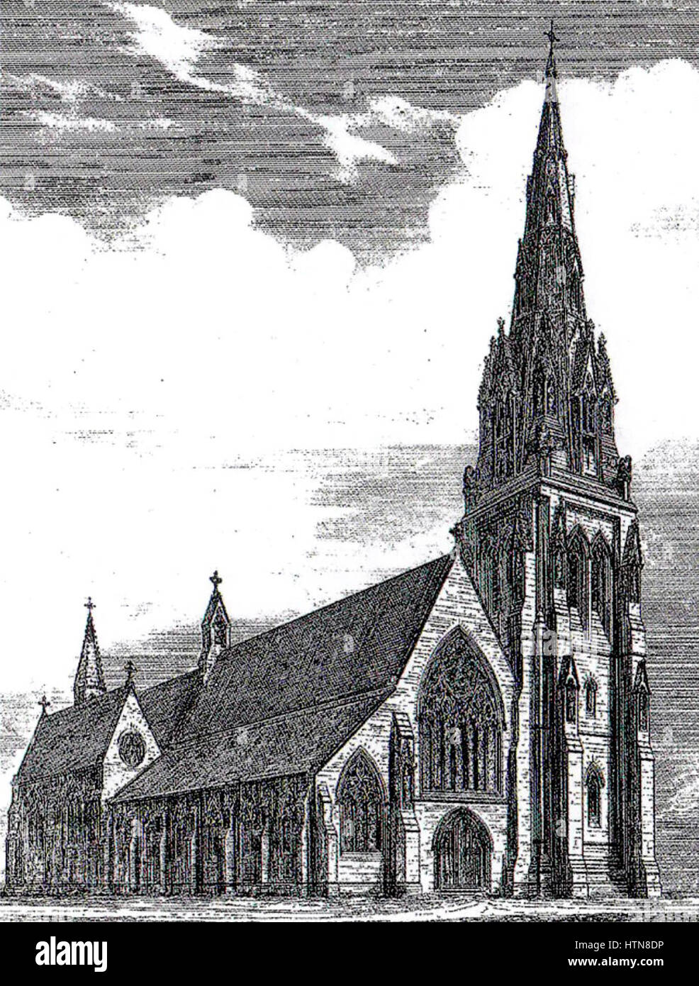 Il design originale della chiesa di San Pietro a Woolwich, creato da Augustus Pugin, mostra lo stile neogotico per cui Pugin è famosa. Il design enfatizza la verticalità, i dettagli intricati e il ritorno agli elementi architettonici medievali. Foto Stock Il design originale della chiesa di San Pietro a Woolwich, creato da Augustus Pugin, mostra lo stile neogotico per cui Pugin è famosa. Il design enfatizza la verticalità, i dettagli intricati e il ritorno agli elementi architettonici medievali. Foto Stock