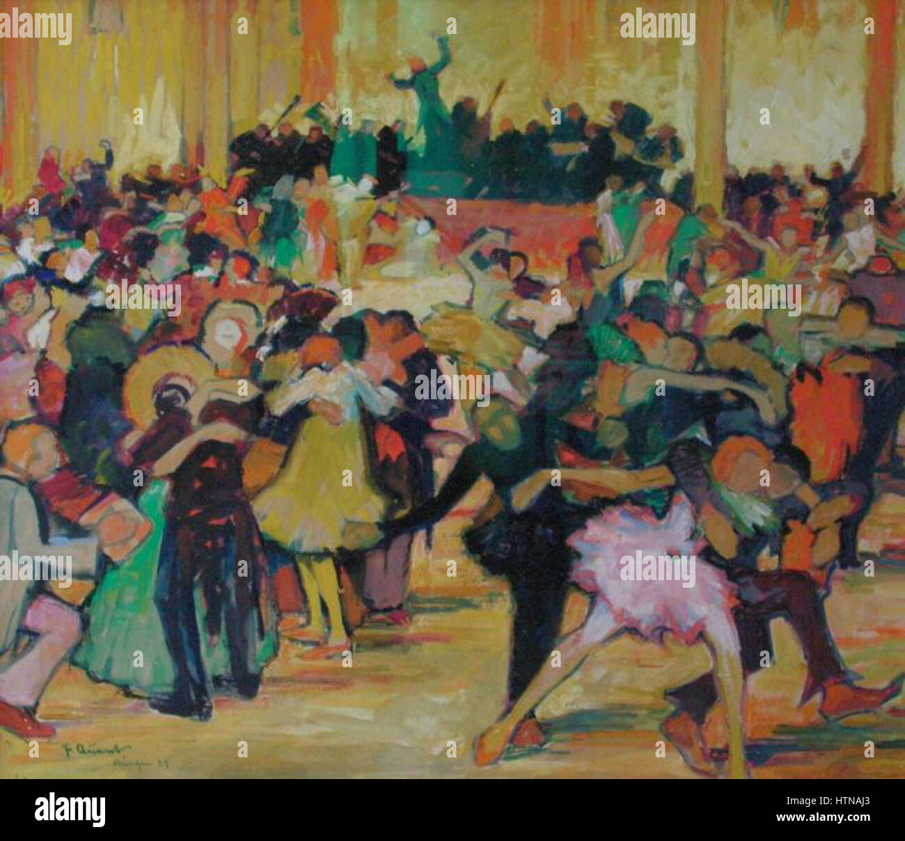 Quant Muenchener. Fasching' è un'opera d'arte che esplora l'atmosfera festosa di Fasching, il tradizionale Carnevale bavarese. Il dipinto cattura i vivaci costumi, le danze e la vivace vita di strada, illustrando la gioia e il significato culturale di questa stagione festiva. Foto Stock