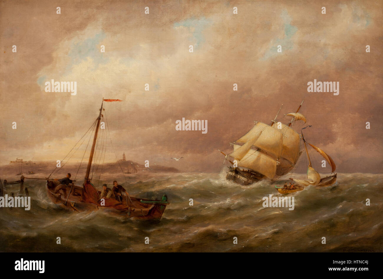 Pieter Cornelis Dommersen - Scheepvaart in de haven Foto Stock