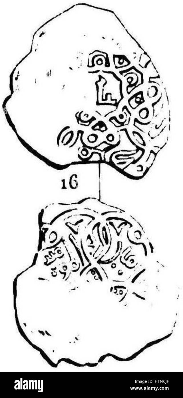 *PL III. N. 16* di Victor Langlois è una stampa che presenta elementi astratti con particolare attenzione alle forme geometriche e ai contrasti dinamici. Lo stile di Langlois unisce un lavoro di linea complesso a un'estetica audace e moderna, catturando un senso di movimento e di energia visiva. Foto Stock
