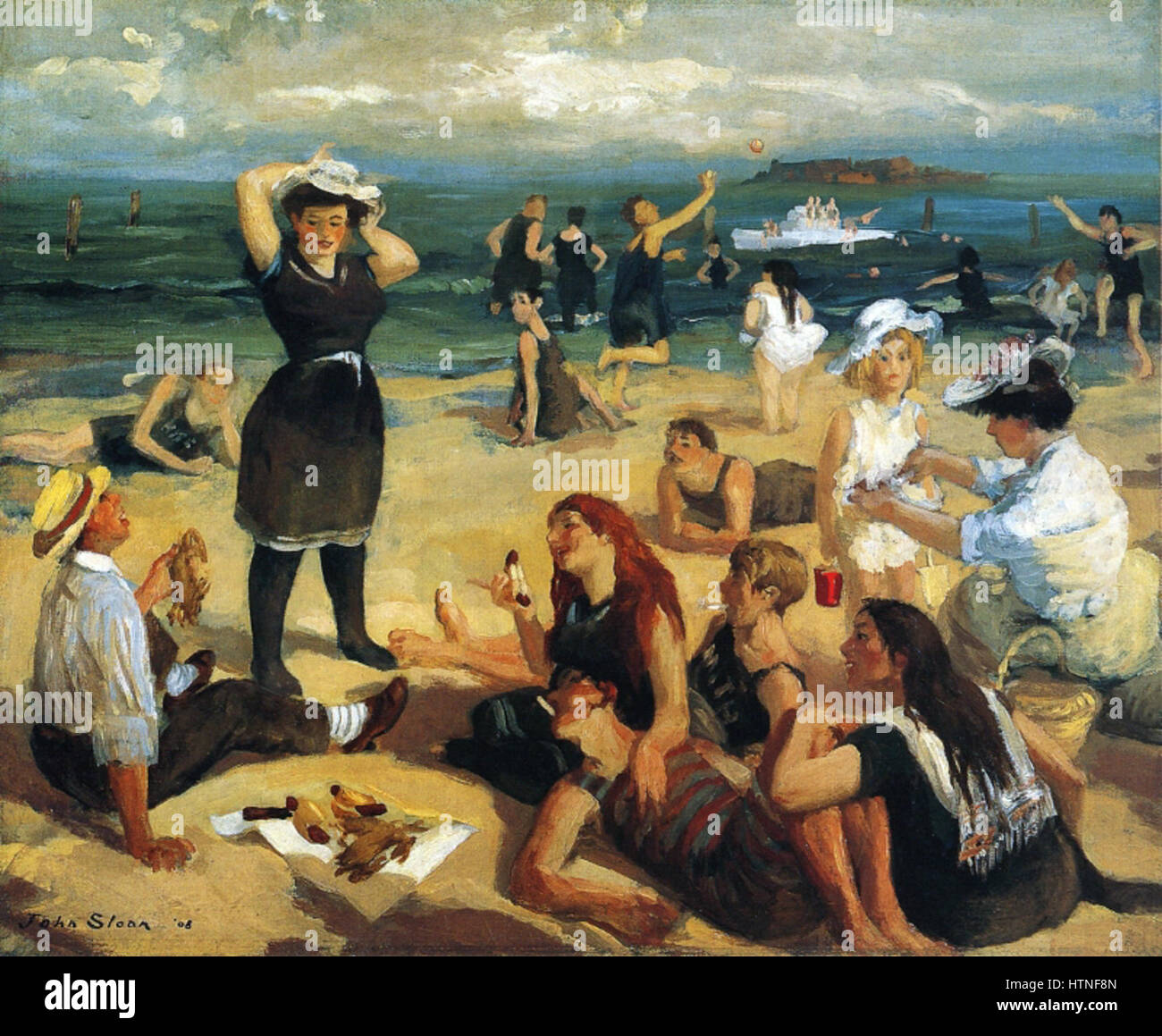 I bagnanti di South Beach* di John Sloan del 1907-1908 catturano i bagnanti in una vivace rappresentazione naturalistica, mostrando l'attenzione dell'artista americano sulla vita quotidiana e il tempo libero. Foto Stock