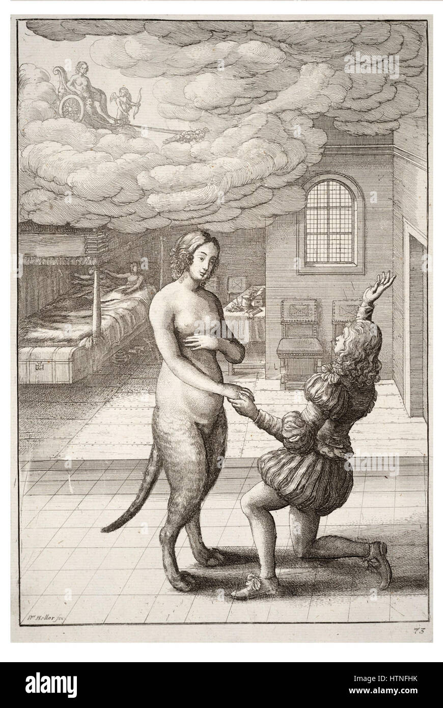 Venceslao Hollar - il giovane e il gatto sposa Foto Stock