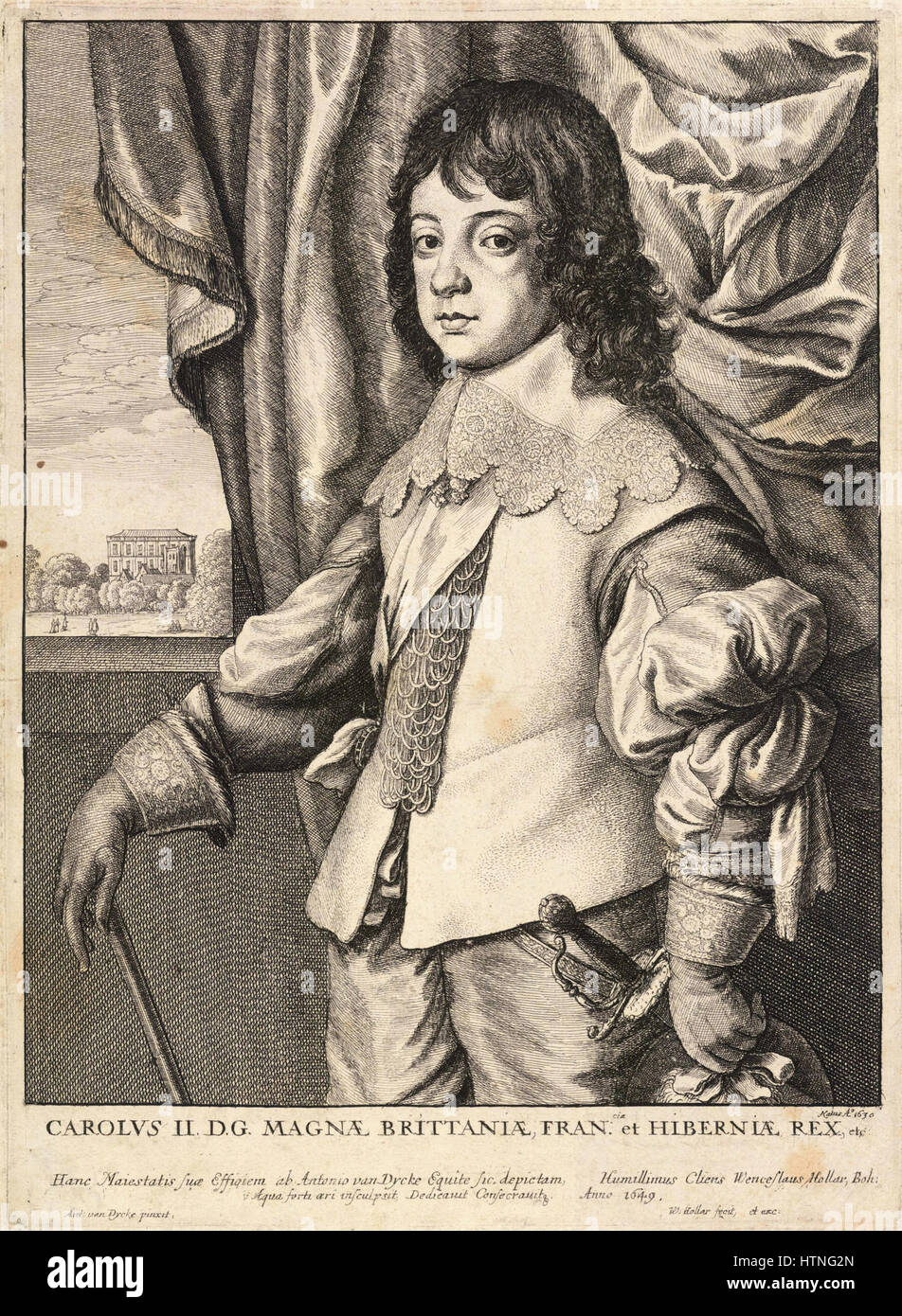 Venceslao Hollar - Charles II (stato 2) Foto Stock