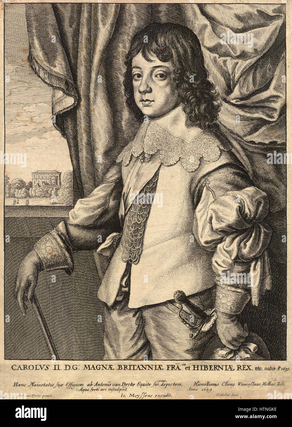 Venceslao Hollar - Charles II (stato 4) Foto Stock