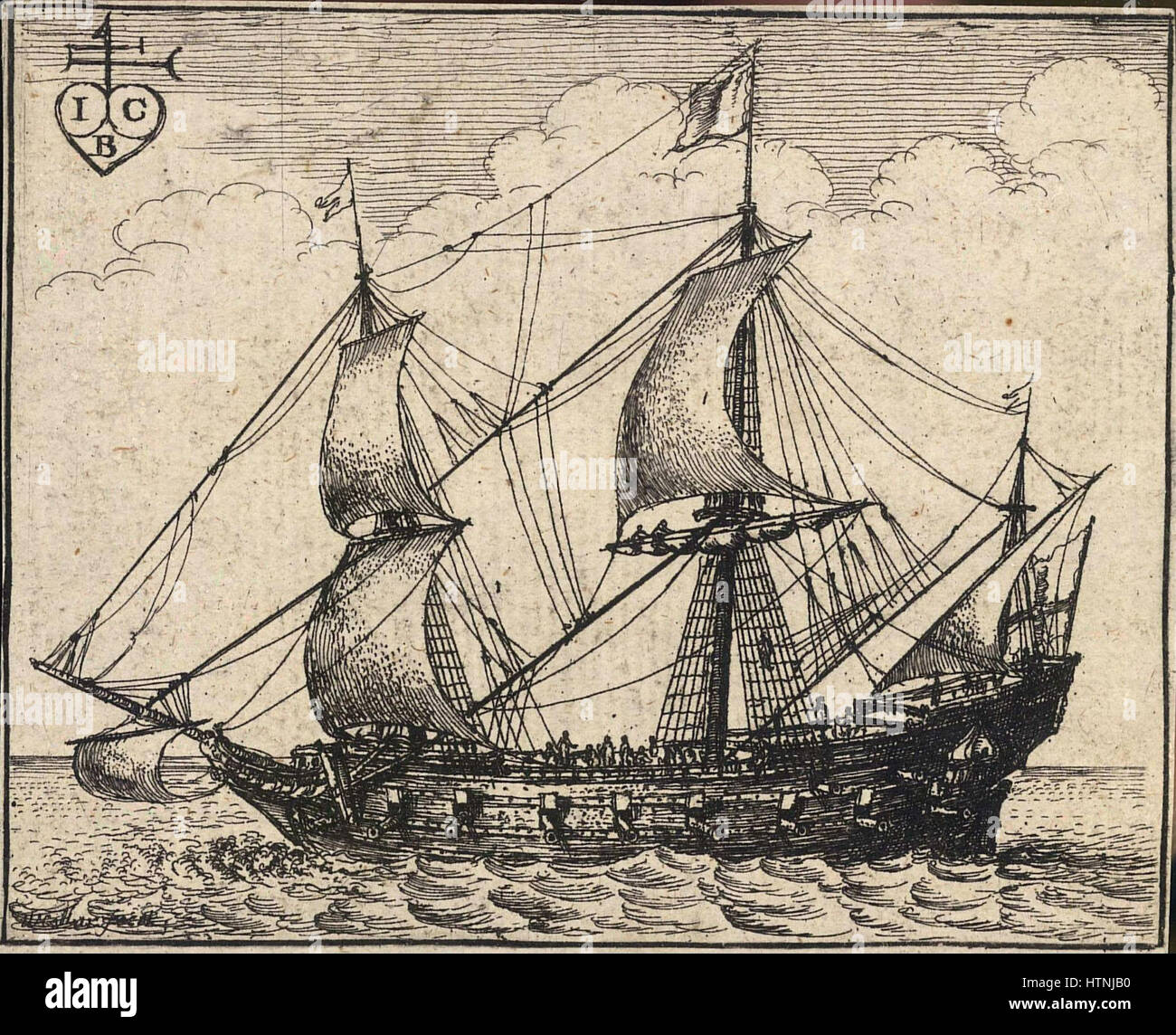 Venceslao Hollar - un vascello inglese Foto Stock