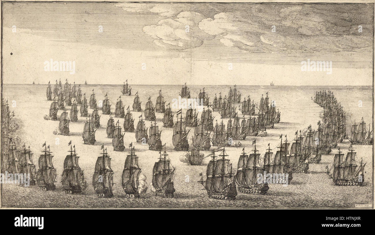 Venceslao Hollar - una battaglia navale Foto Stock