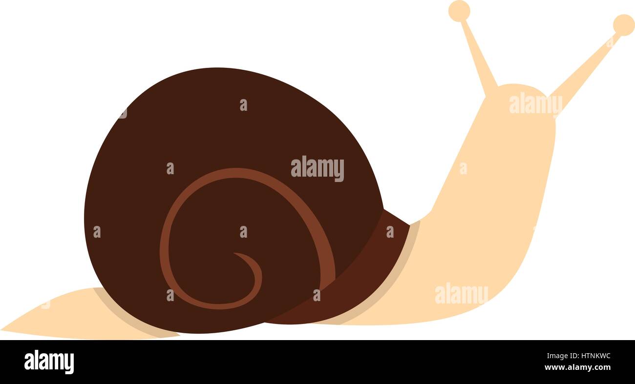 Icona di una lumaca in stile piatto isolato su sfondo bianco illustrazione vettoriale Illustrazione Vettoriale