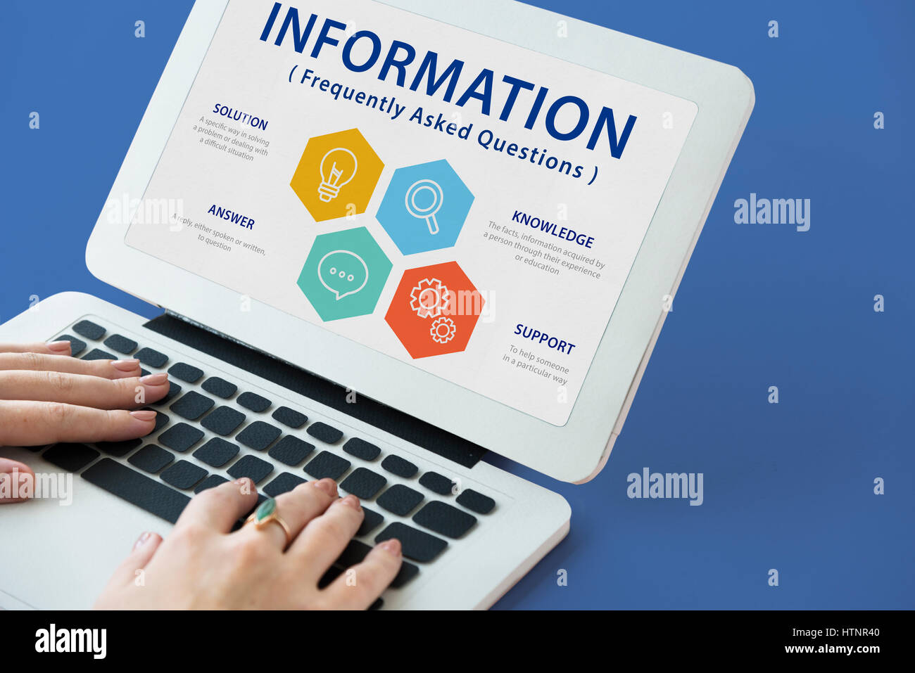 Contattaci Domande frequenti Informazioni sul concetto di Word Foto Stock