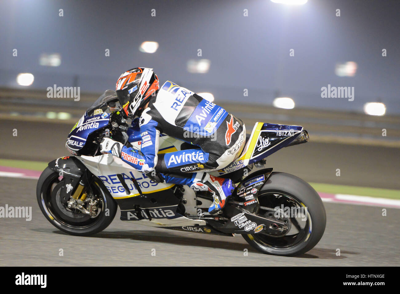 Circuito di Losail, in Qatar. Xii Mar, 2017. Loris Baz che corre per Ducati durante la giornata finale del Qatar MotoGP test invernali a sul Circuito Internazionale di Losail. Credito: Gina Layva/Alamy Live News Foto Stock