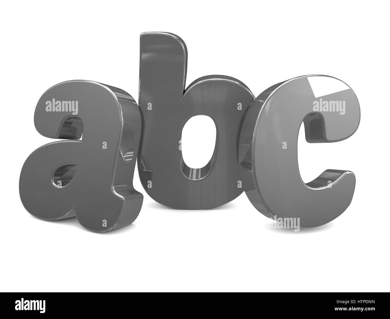 Metallo alfabeto abc lettere 3D render illustrazione Foto Stock