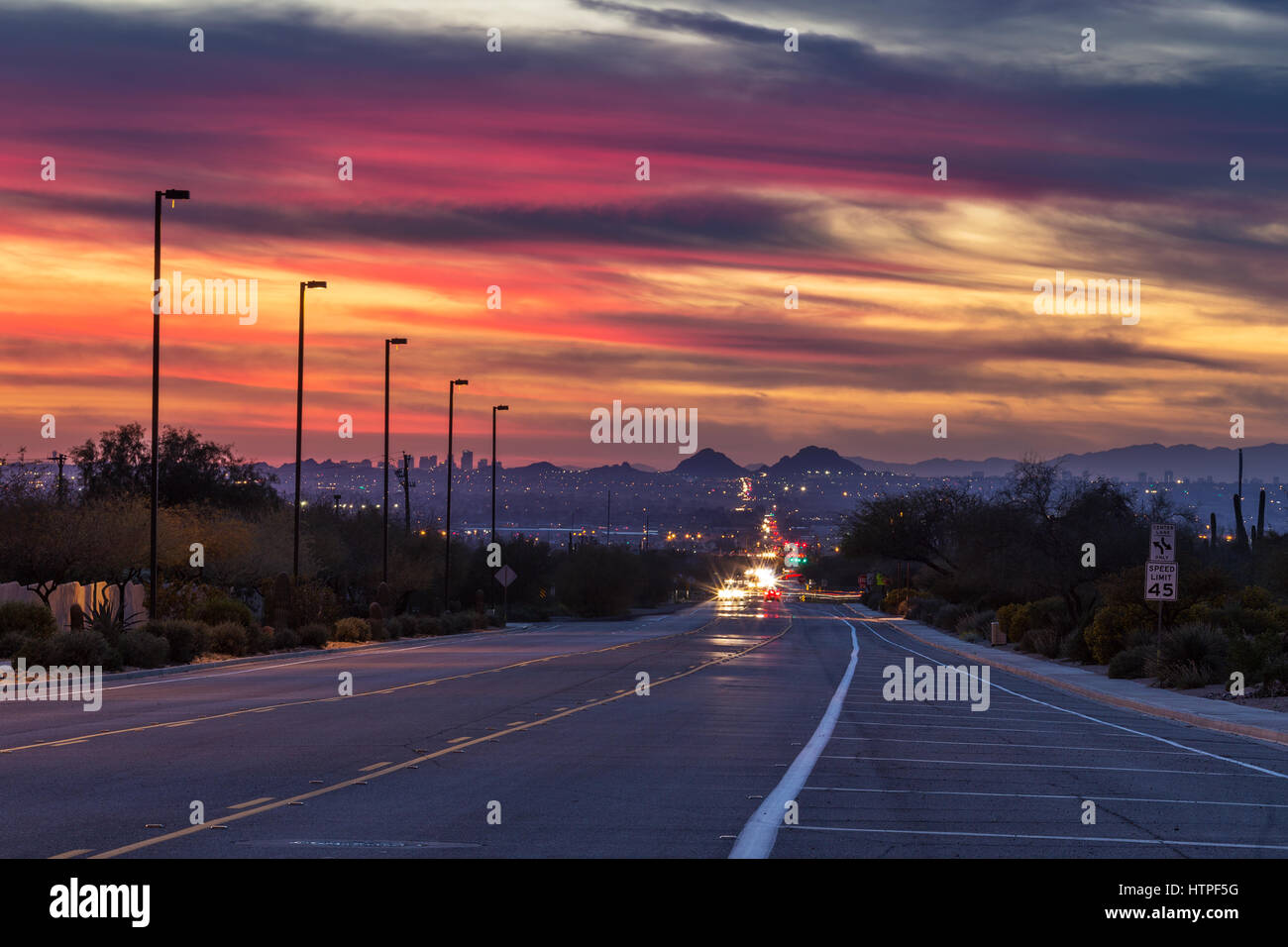 Tramonto su Phoenix, Arizona Foto Stock
