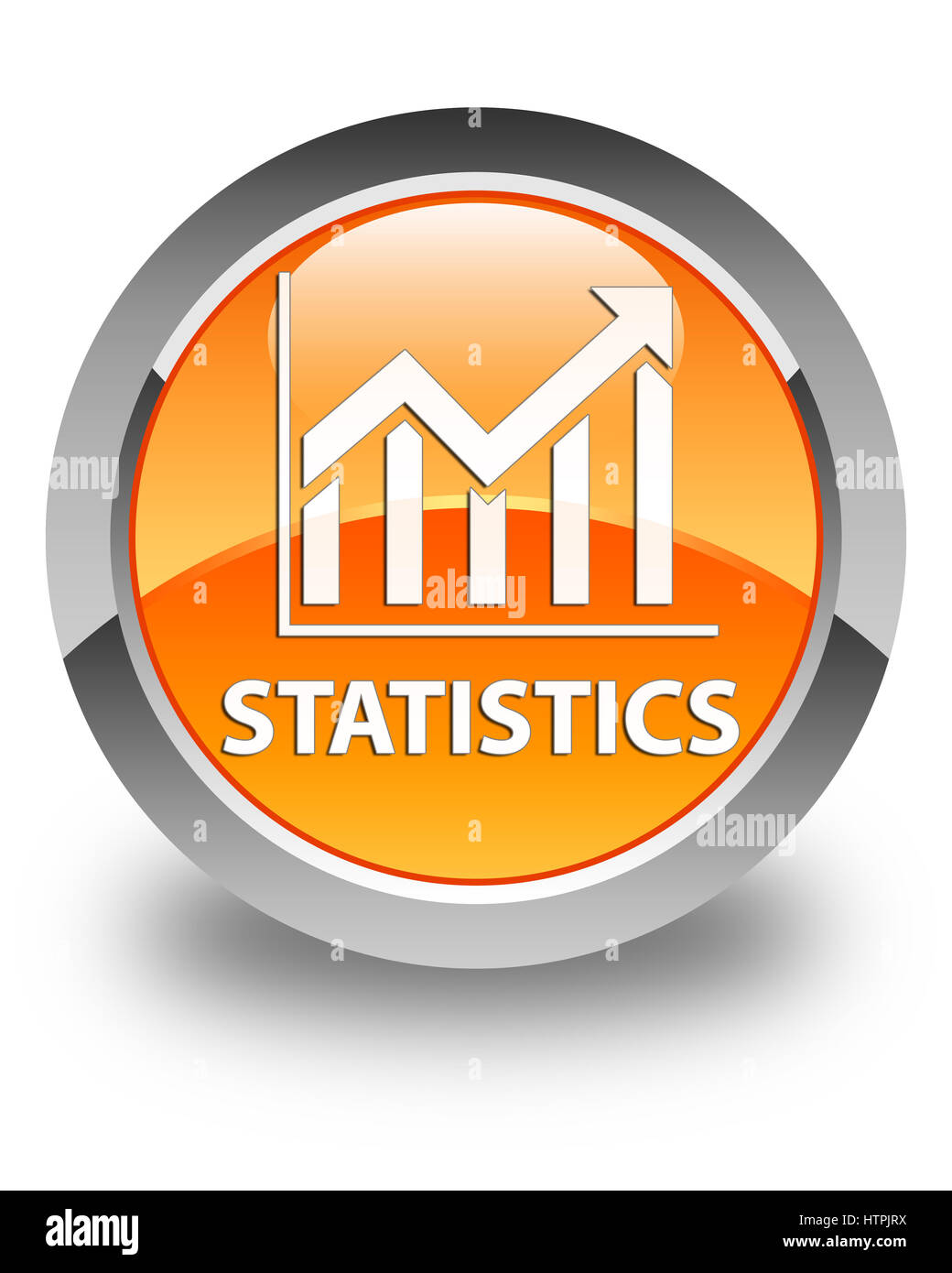 Statistiche isolate su arancio lucido pulsante rotondo illustrazione astratta Foto Stock