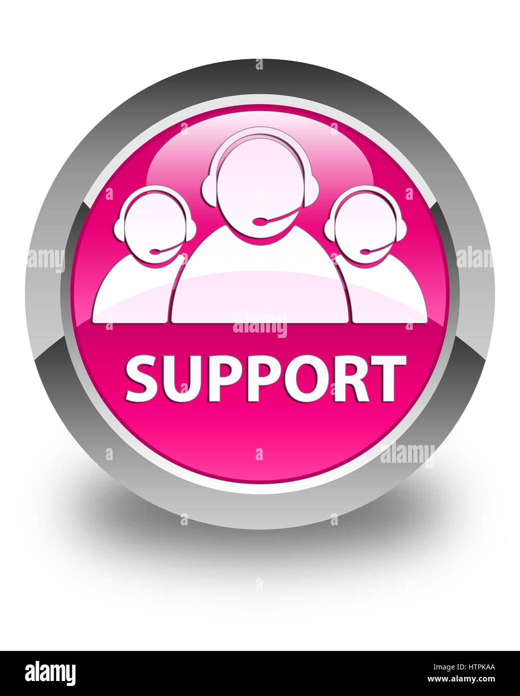 Supporto (customer care team icona) isolati su carta lucida rosa pulsante rotondo illustrazione astratta Foto Stock