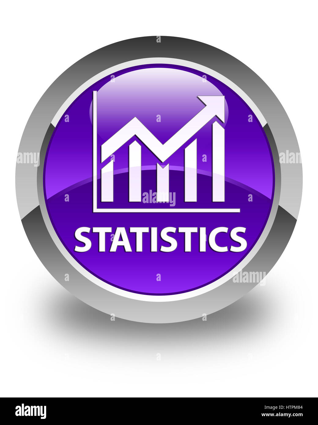 Statistiche isolati su carta lucida viola pulsante rotondo illustrazione astratta Foto Stock