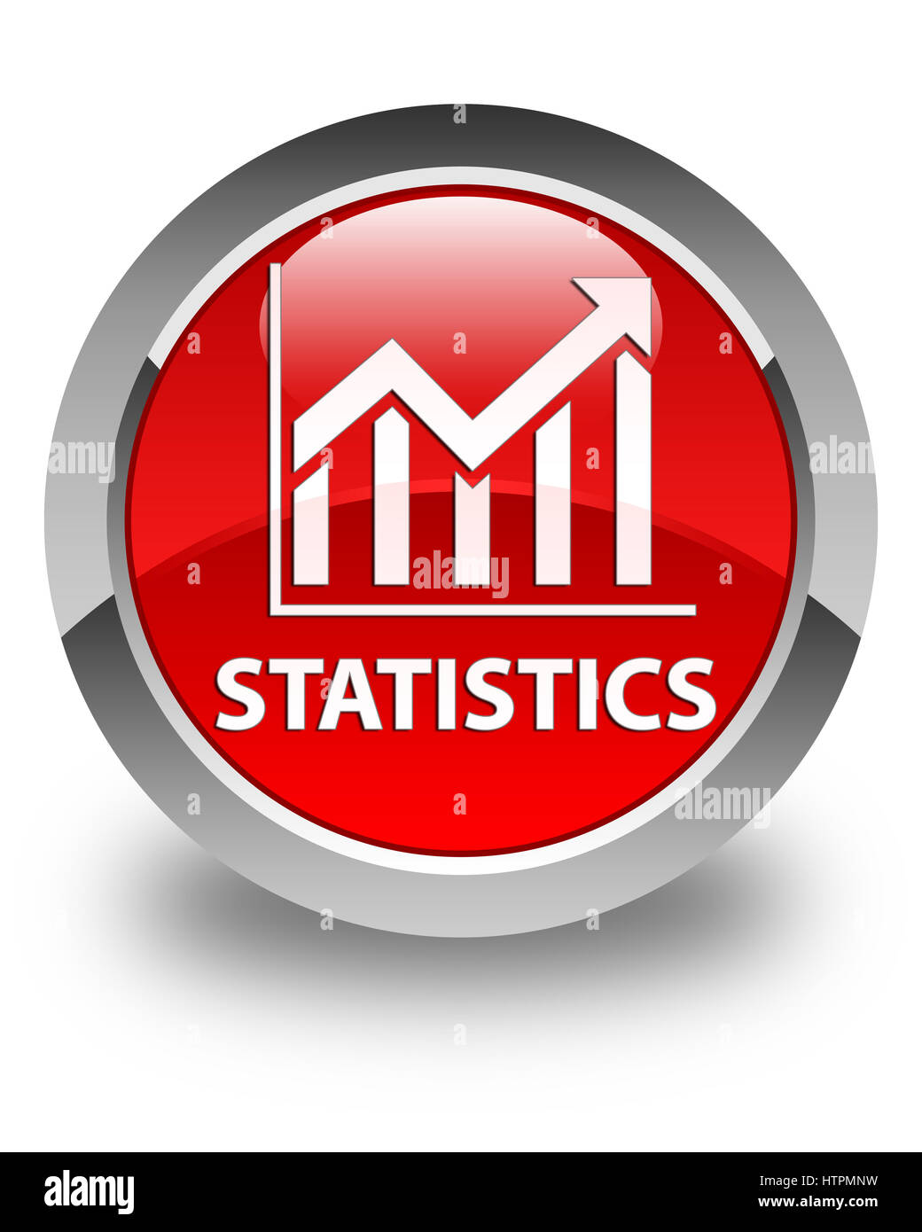 Statistiche isolato sul rosso lucido pulsante rotondo illustrazione astratta Foto Stock