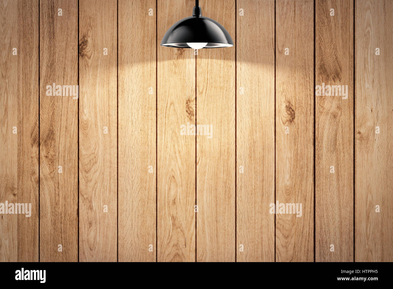 Ciondolo lampada appesa su sfondo di legno Foto Stock