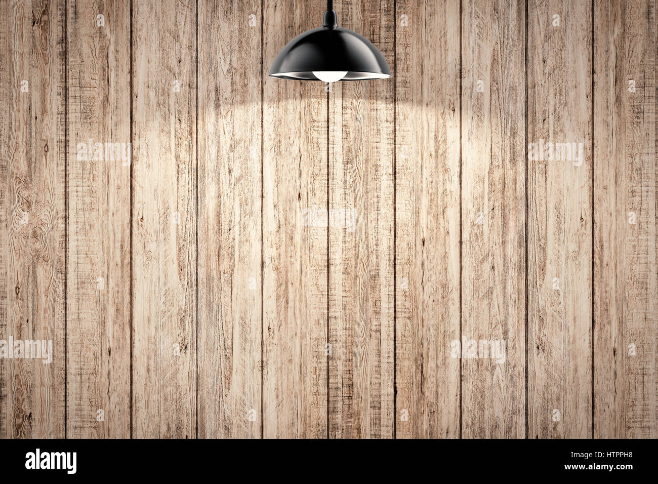 Ciondolo lampada appesa su sfondo di legno Foto Stock