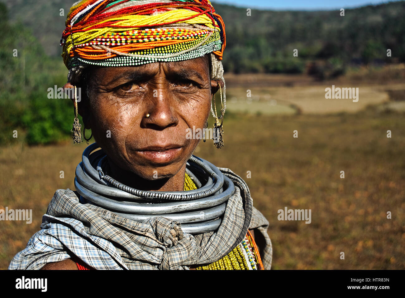 Donna appartenente alla tribù Bonda ( India) Foto Stock