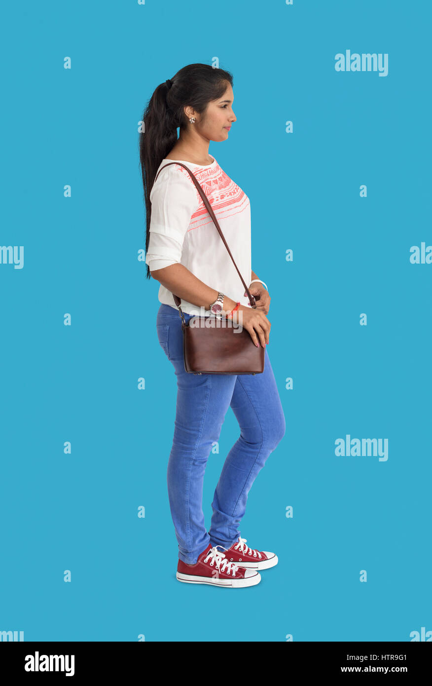 Studio spara persona gesto Lifestyle Foto Stock