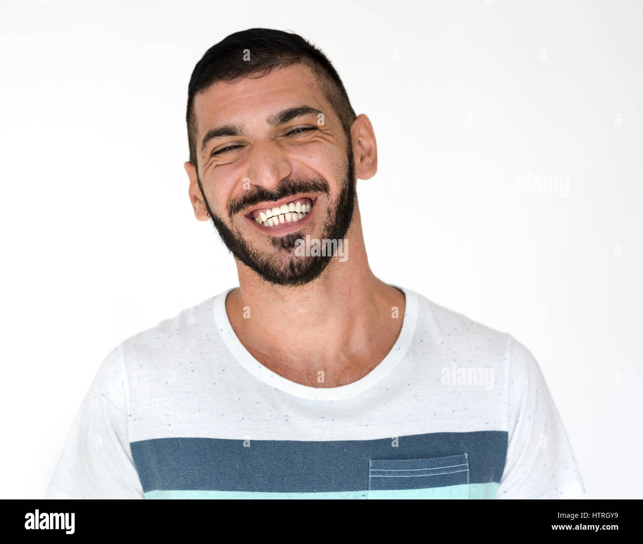 Medio Oriente Uomo sorridente felicità Casual ritratto in studio Foto Stock
