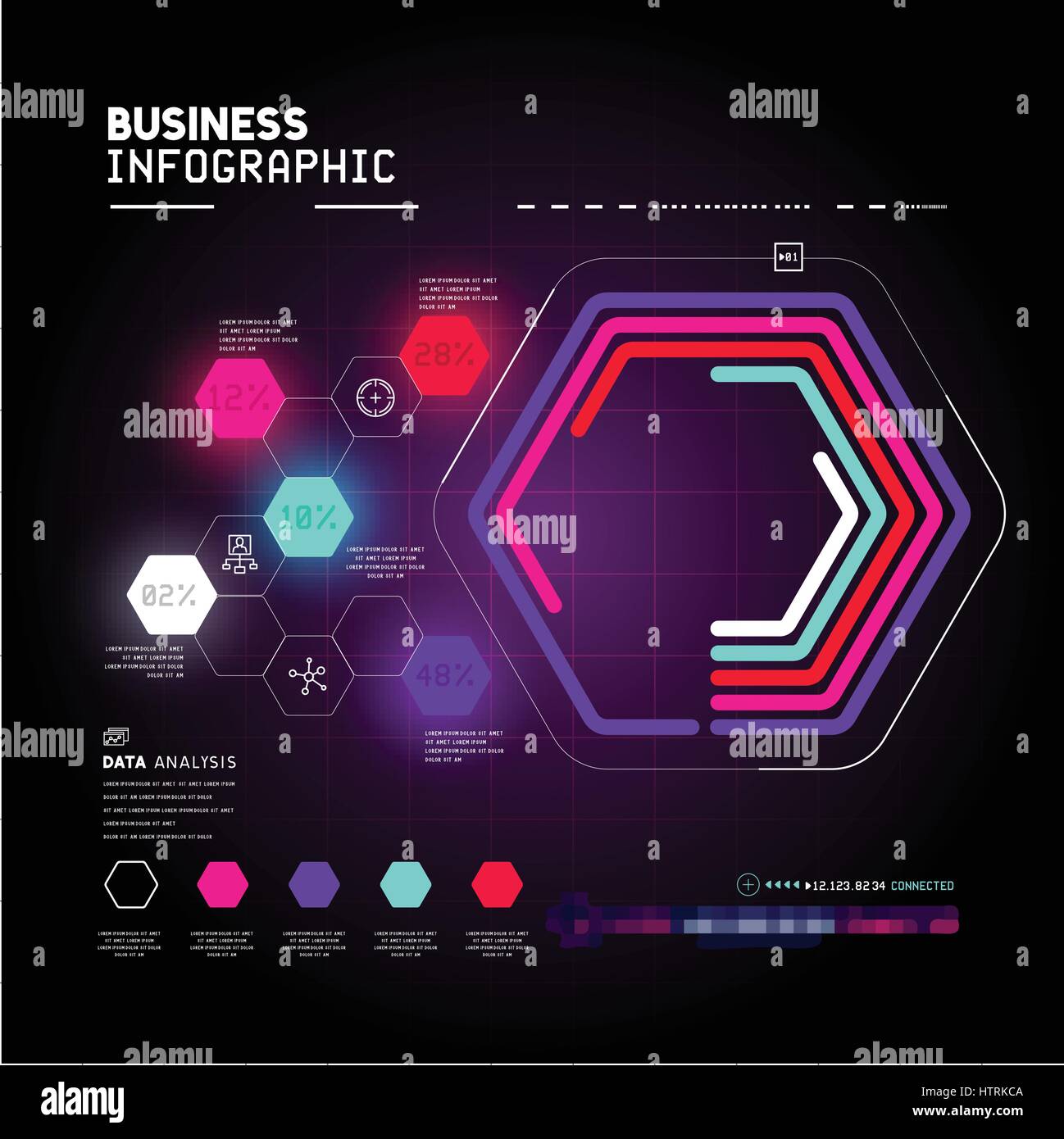Una dettagliata e tecnica grafico business elemento infografico. Illustrazione Vettoriale Illustrazione Vettoriale