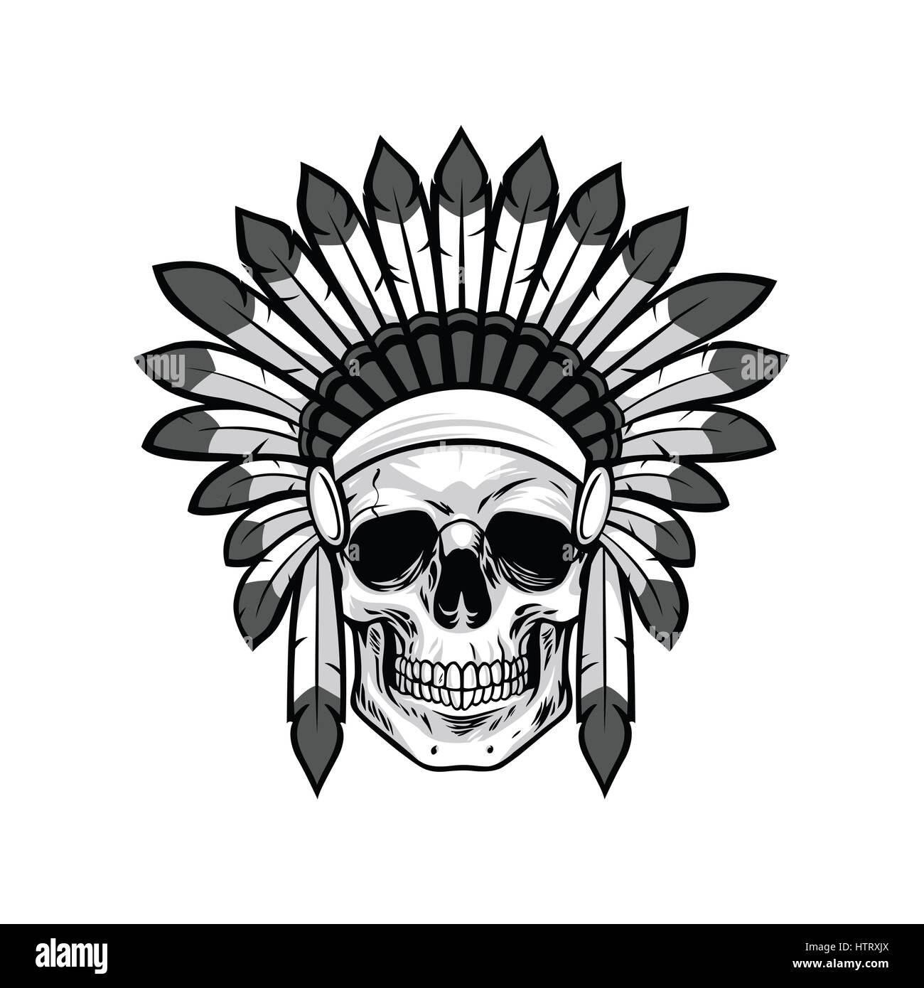 Cranio di Native American Warrior. Illustrazione Vettoriale Illustrazione Vettoriale