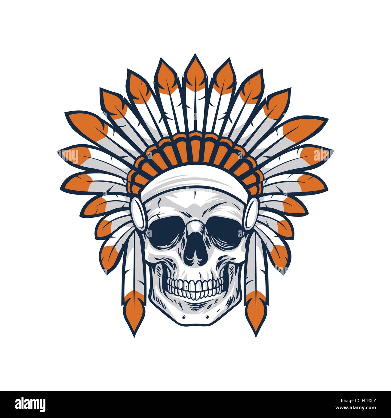 Cranio di Nativo Americano indiano Warrior Illustrazione Vettoriale