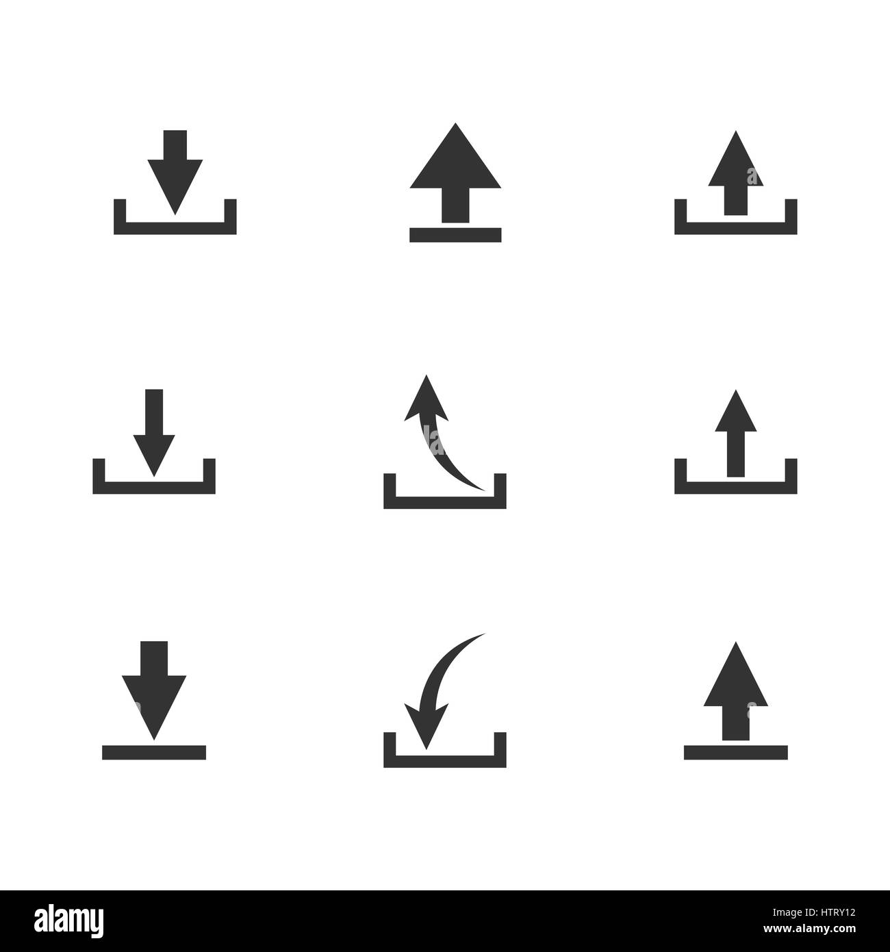 Set di icone nere scaricare isolati su sfondo bianco, illustrazione vettoriale. Illustrazione Vettoriale