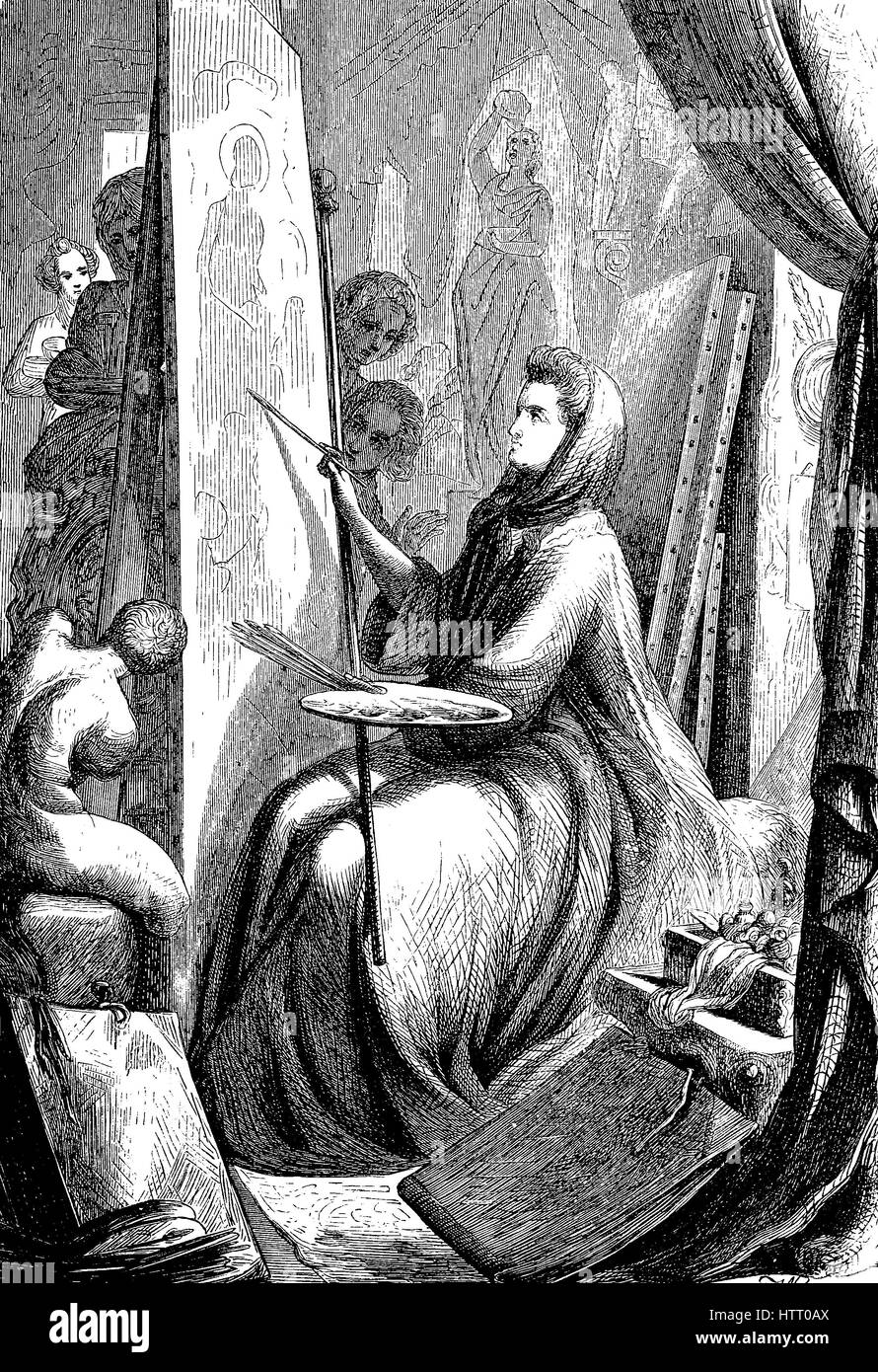 Maria Anna Angelika Kauffmann, 1741 1807, usualmente noto in inglese come Angelica Kauffman, una Svizzera pittore neoclassico che ha avuto una carriera di successo a Londra e a Roma, la riproduzione di una xilografia a partire dall'anno 1880, digitale migliorata Foto Stock