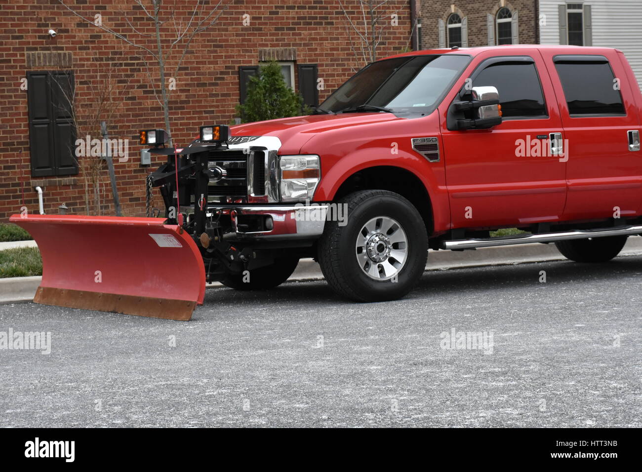 Snow Plough preparazione Foto Stock