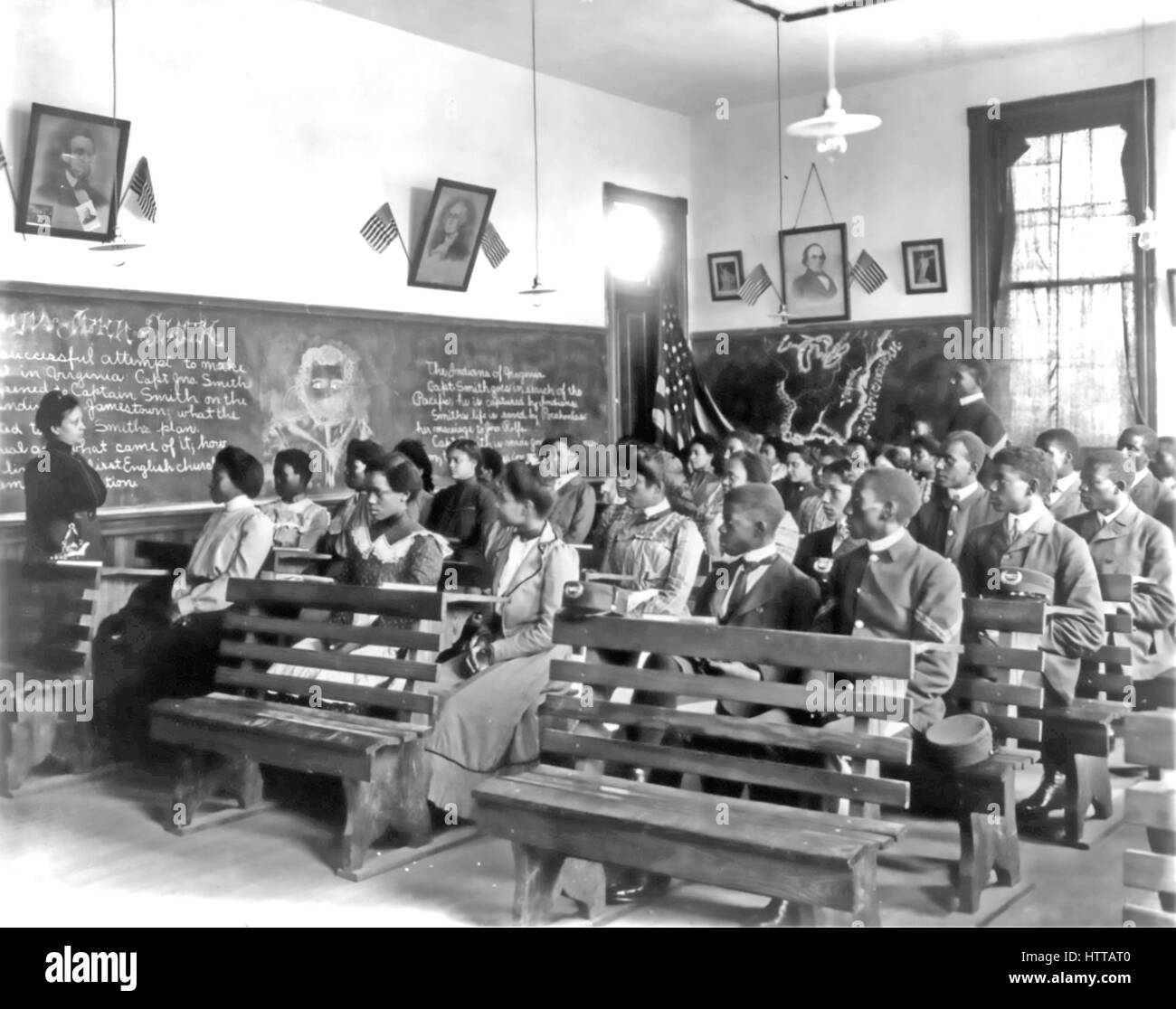 TUSKEGEE scuola normale,Alabama. Una lezione di storia in corso circa 1900 Foto Stock