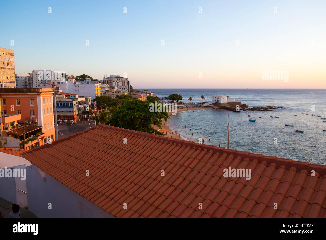 Porto da Barra Beach, uno dei più popolari in Salvador do Bahia Brasile Foto Stock