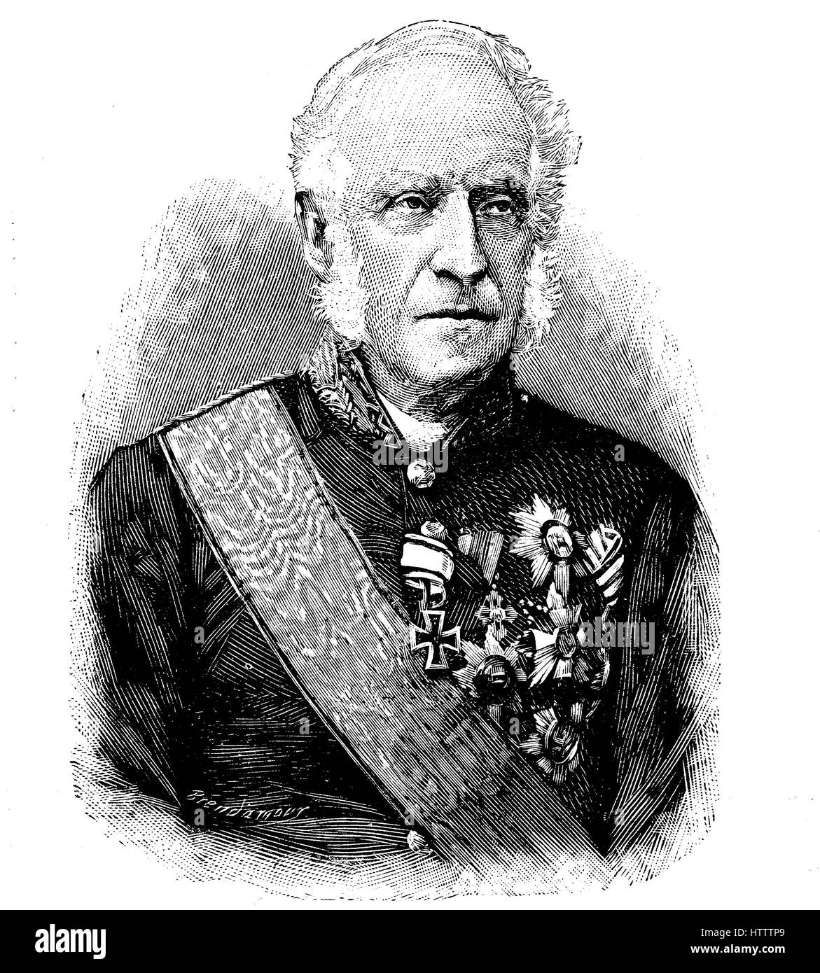 Joseph Franz Peter Freiherr von Linden, 7 giugno 1804 - 31 maggio 1895, era un tedesco giurista e politico nel Württemberg servizio di stato, la riproduzione di una xilografia dal 1882, digitale migliorata Foto Stock