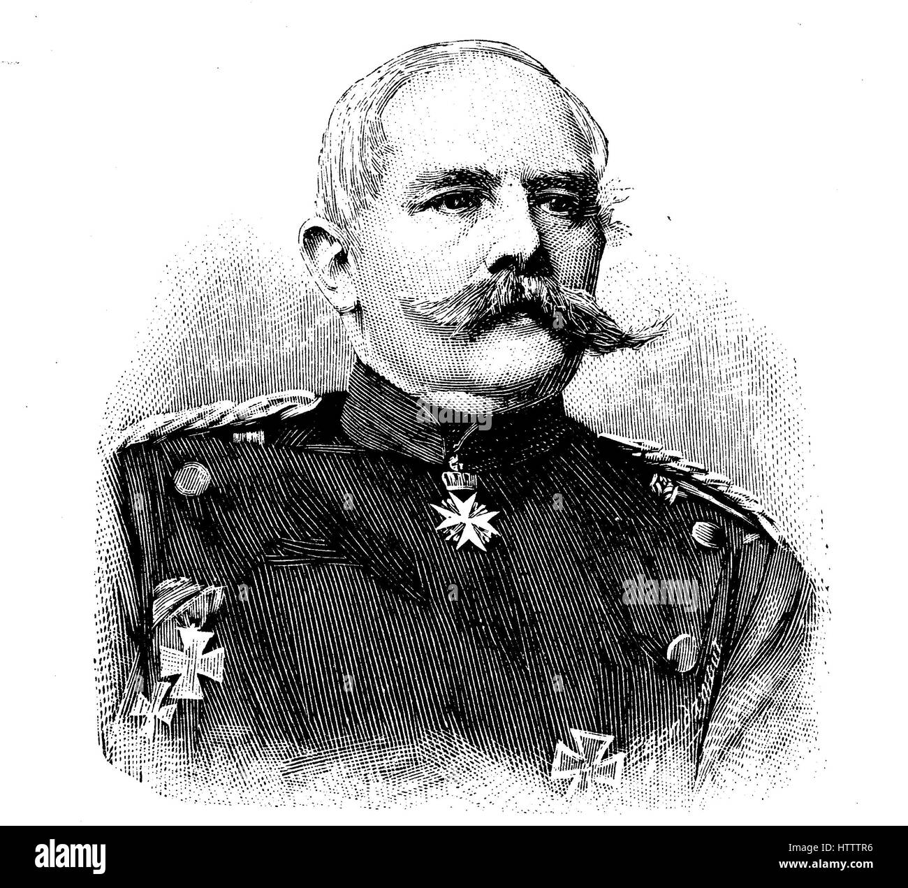 Persone militare della Germania nella Guerra franco-prussiana 1870 - 1871, Gottlieb Heinrich Freiherr von Zedlitz e Neukirch, 20 agosto 1863 - 14 novembre 1943, era un funzionario tedesco e presidente del governo in Koszalin, Polonia, riproduzione di una xilografia dal 1882, digitale migliorata Foto Stock