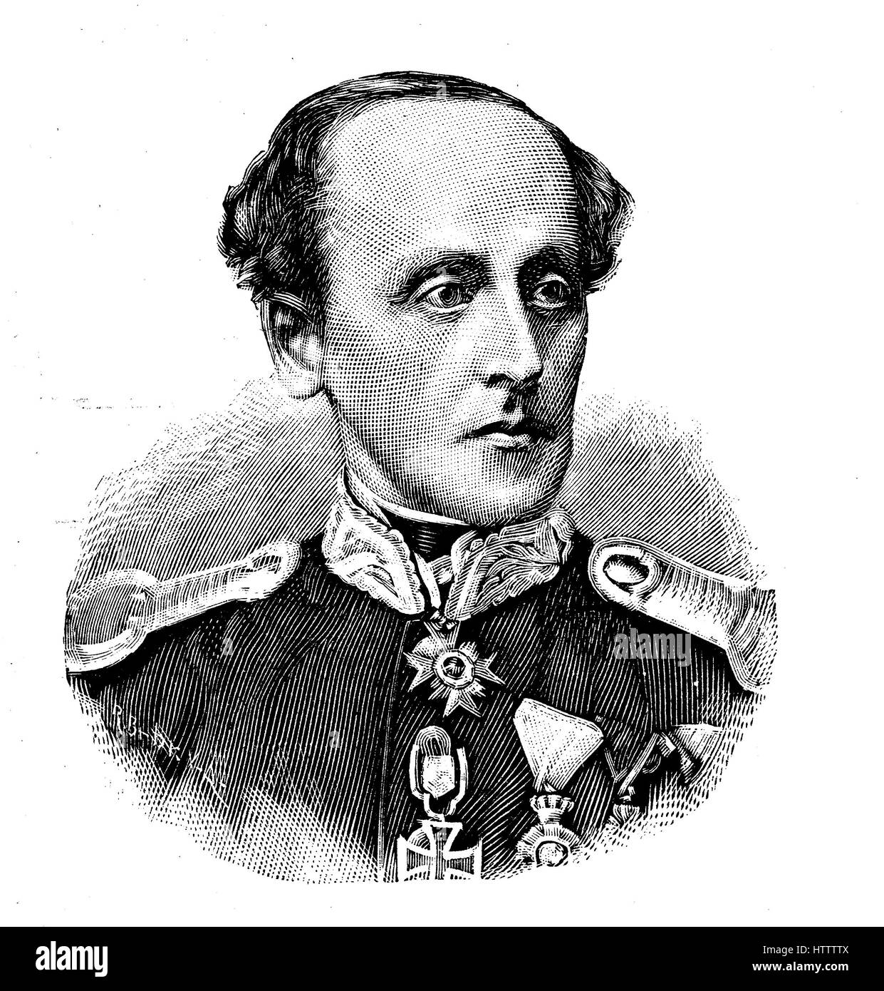 Persone militare della Germania nella Guerra franco-prussiana 1870 - 1871, Johann Nepomuk von Nussbaum, 2 settembre 1829 - 31 ottobre 1890, era un tedesco chirurgo e docente universitario, la riproduzione di una xilografia dal 1882, digitale migliorata Foto Stock