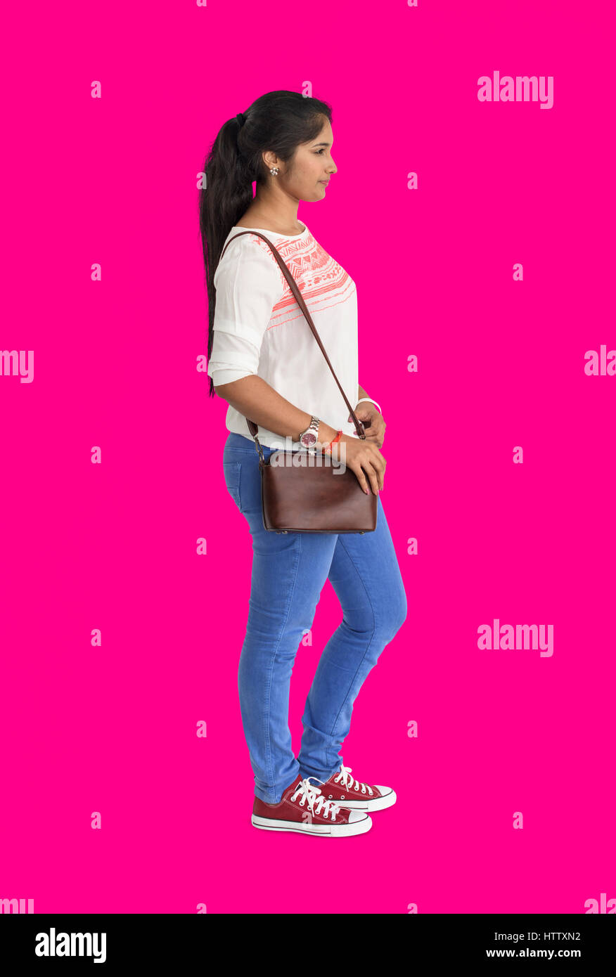 Studio spara persona gesto Lifestyle Foto Stock