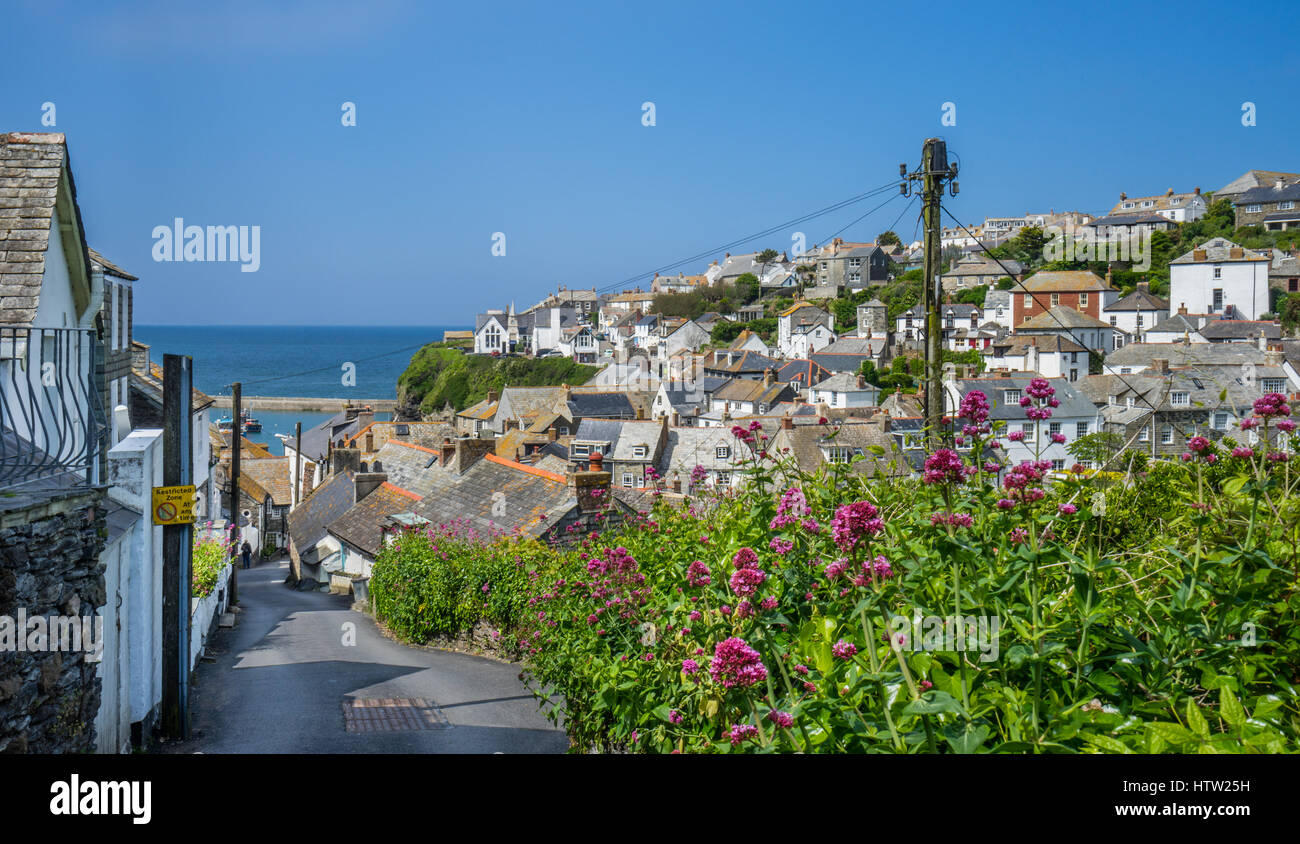 Regno Unito, Sud Ovest Inghilterra, Cornwall, Port Isaac, vista dalla collina della chiesa Foto Stock