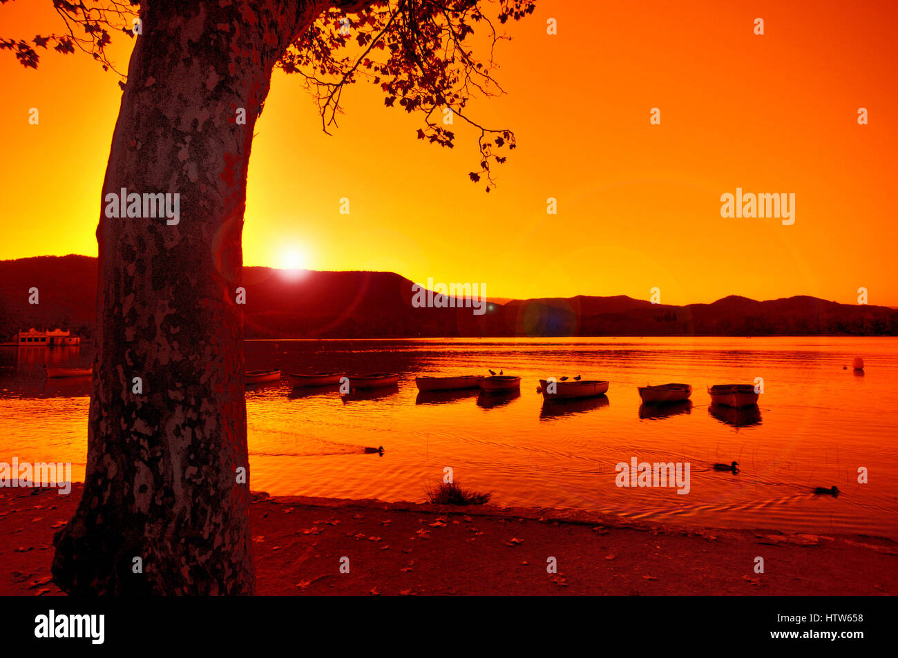 Lago di Banyoles, Girona, Catalogna, Spagna Foto Stock