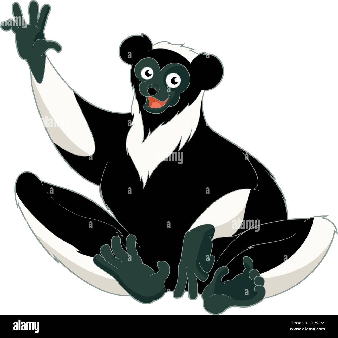 Cartoon sorridente Indri Illustrazione Vettoriale