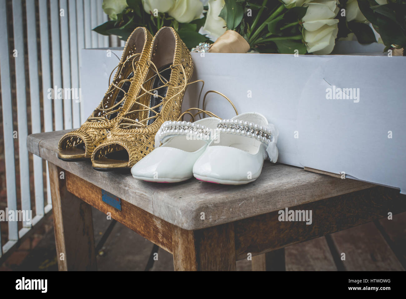 Scarpe nuziale, Damigella della scarpe, accessori per la sposa per matrimoni Foto Stock