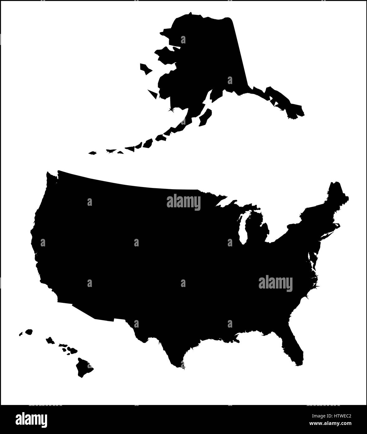 Una silhouette mappa degli Stati Uniti d'America Foto Stock