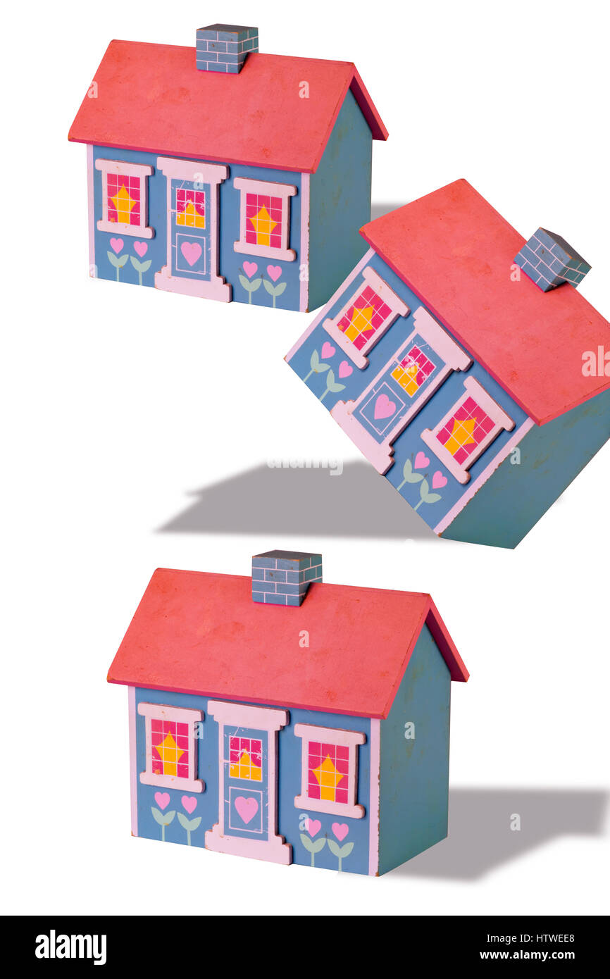 Case impilate con una stanza per il tipo. Foto Stock